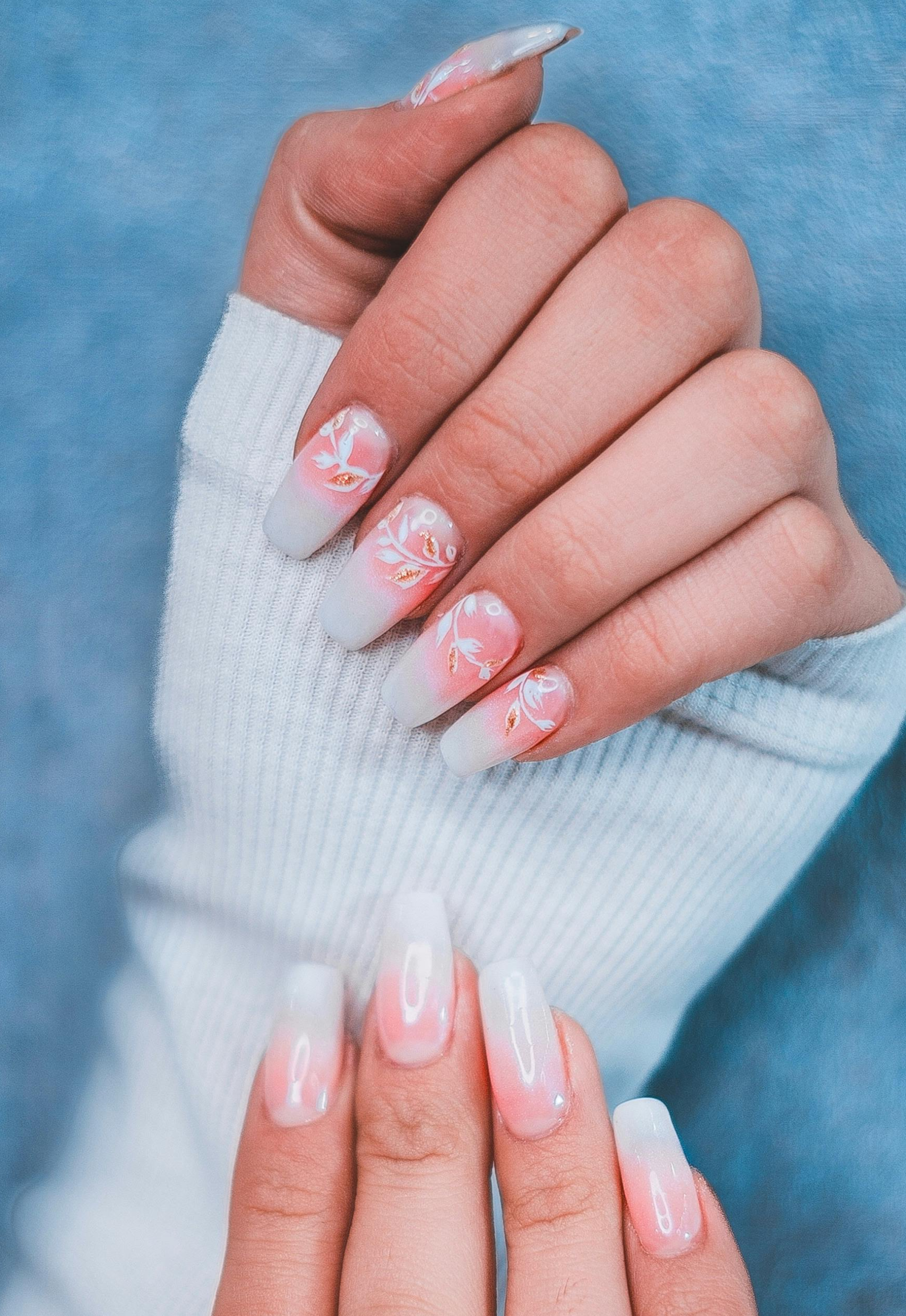Top view a woman freshly done nails
