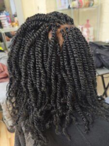 Twist hairstyle on a black woman