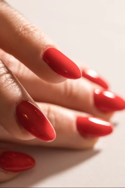 Side view of fresh nails
